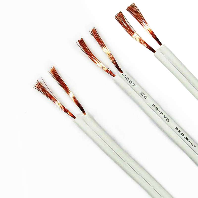 White wire flexible cord power wire LED copper core flat double parallel lamp cord sound cabling